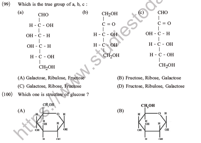 NEET Biology Biomolecules MCQs Set C, Multiple Choice Questions